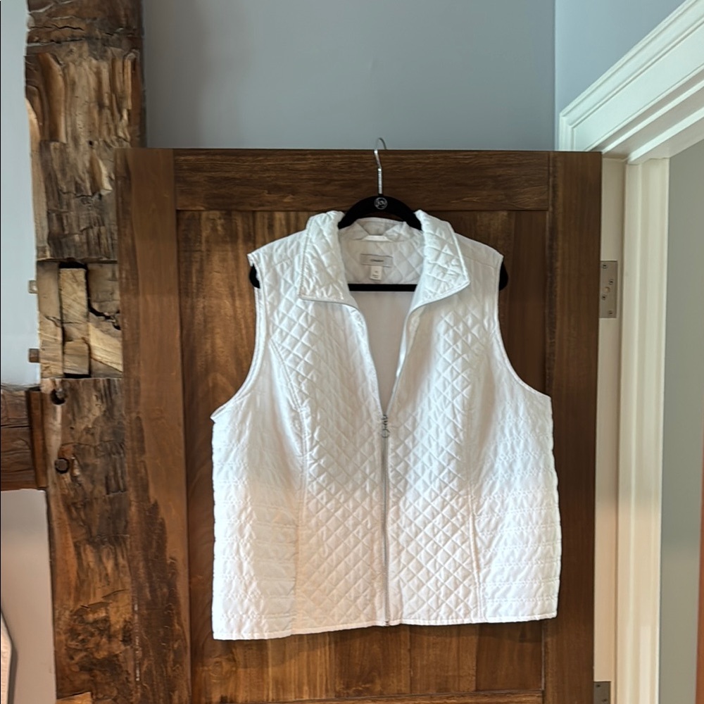 CJ Banks Ivory Quilted Vest
